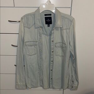 American Eagle Outfitters Light Blue Denim Shirt